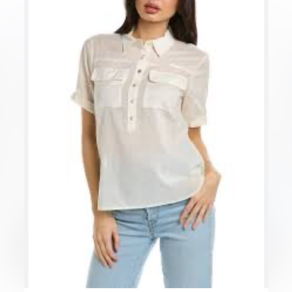 Faherty uptown organic cotton off white button down blouse - Picture 5 of 10